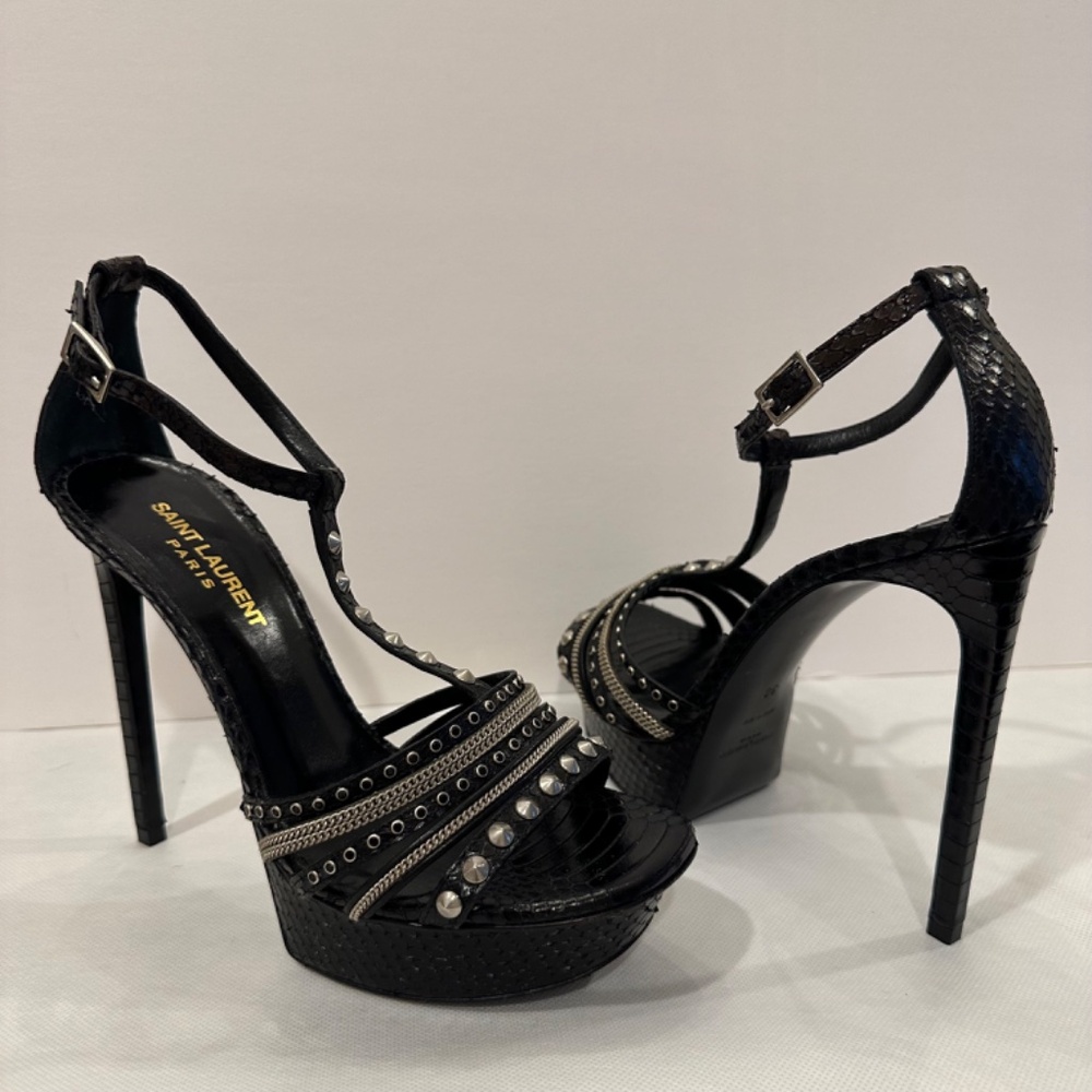 Saint Laurent Paris Exotic Python And Leather Bla… - image 4